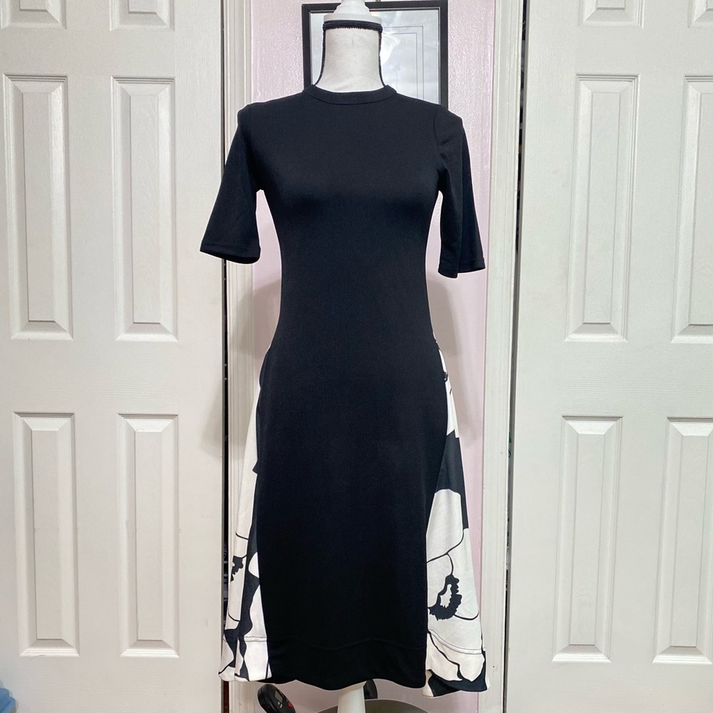 And black floral print dress